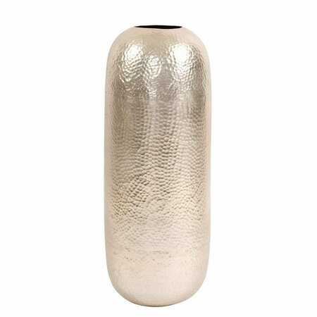 HOWARD ELLIOTT Oversized Metal Cylinder Vase With Hammered silver Finish Large 35085